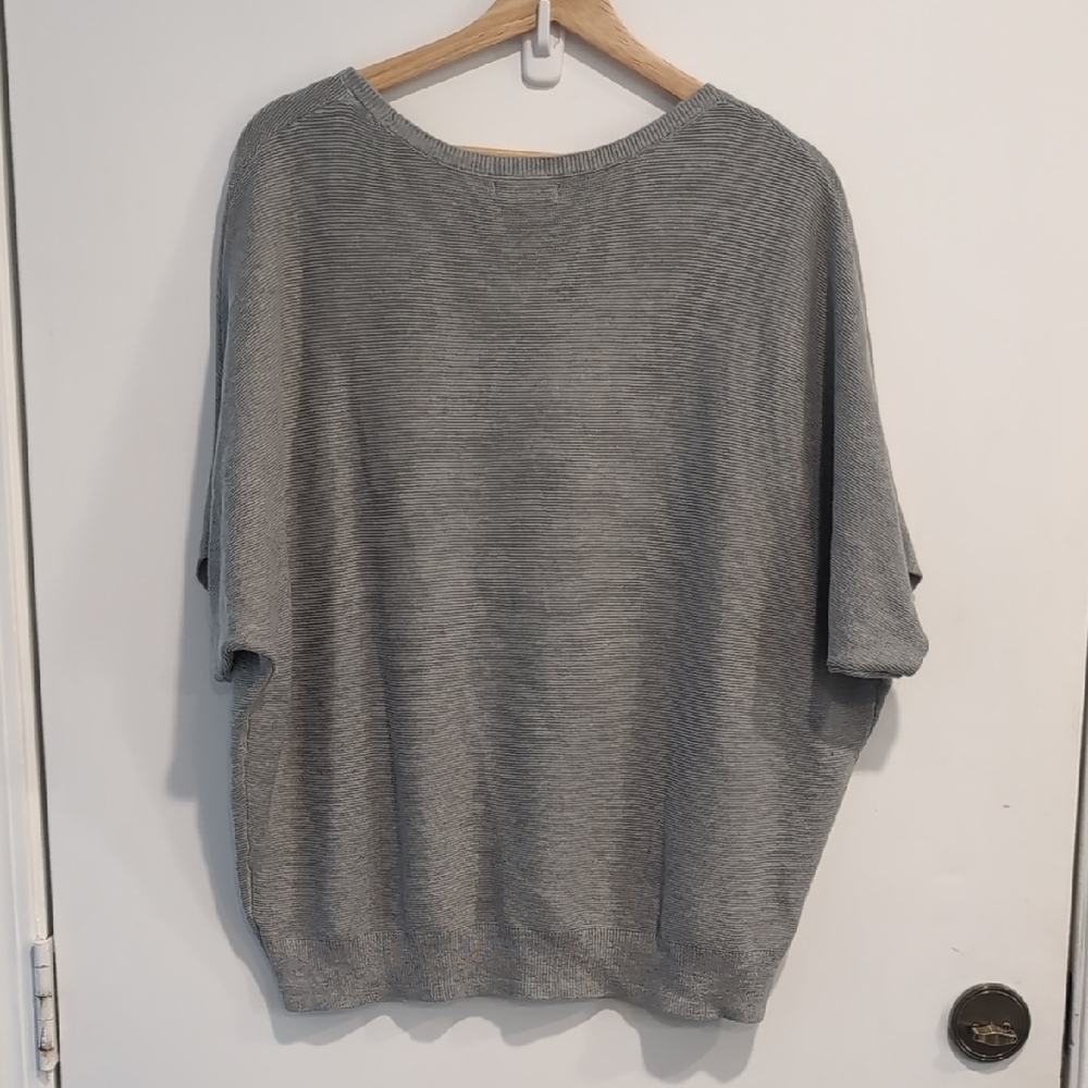 Quince NEW Lightweight Cotton Cashmere Link-Stitch Dolman Sweater Gray Medium - Picture 6 of 6